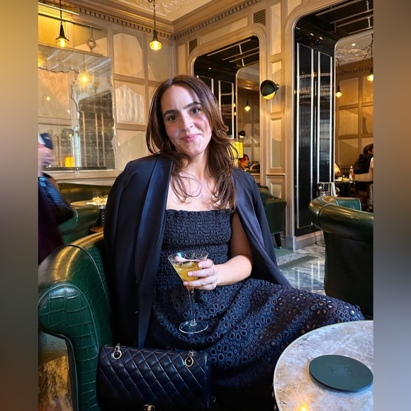 Hill House Isabel Nap Dress Navy Blue Scallop Lace Size Medium - Picture 2 of 8